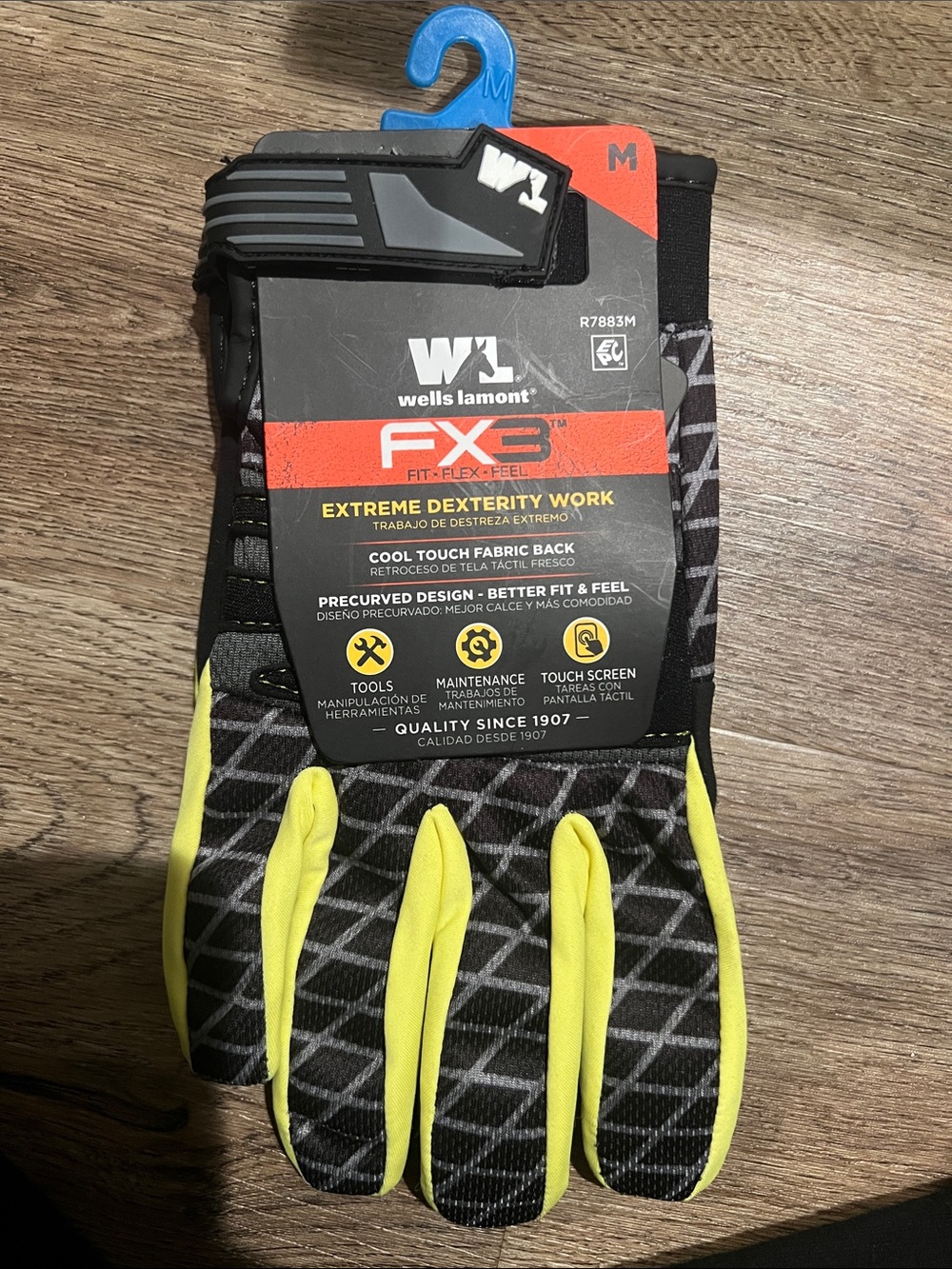 Wells Lamont FX3 High-Visibility Black and Yellow Work Gloves - Men NEW!!